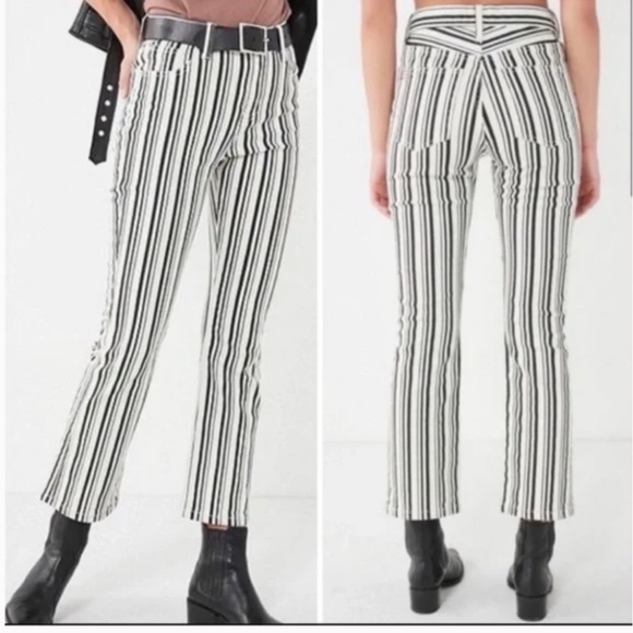 BDG Striped Kick Flare High Rise Cropped Pants Size 26 - Picture 7 of 7
